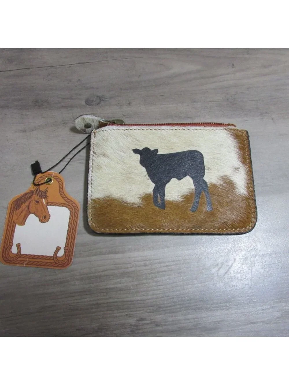Cowhide & Leather Calf Coin Pouch Purse Wallet